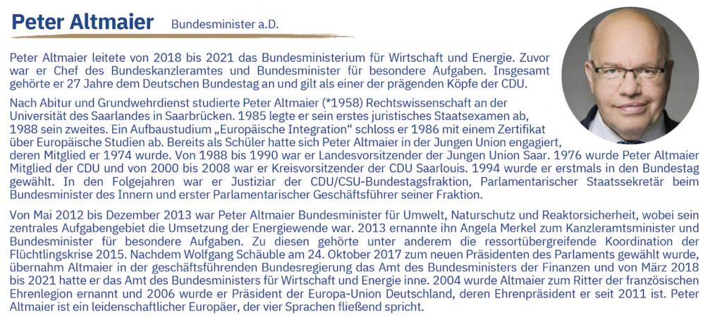 Beschreibung Einladung Peter Altmaier